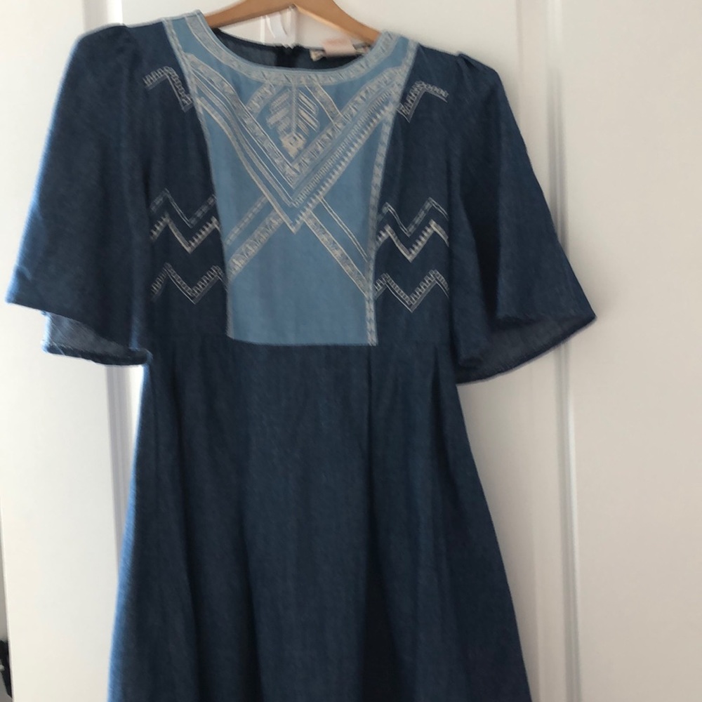 Denim dress with embroidery
